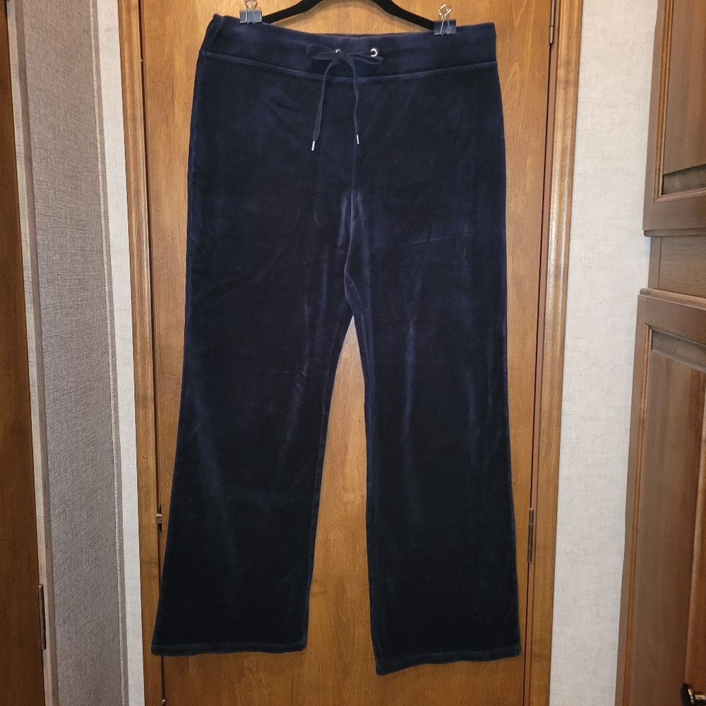 Jones New York Sport Black Velour Pants, Size Large